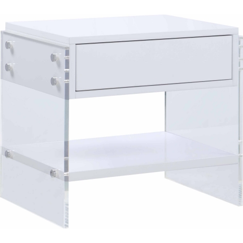 Barcelona 1 Drawer Side Table in Gloss White & Acrylic